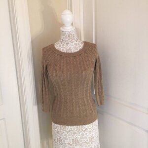 American Eagle 3/4 Sleeve Brown tan Summer Sweater